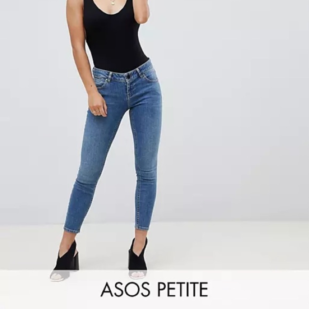 ASOS denim blue jeans skinny wash faded 28 petite small